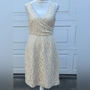 J. Crew Womens cream Surplice Sleeveless Lace Pencil Dress Small